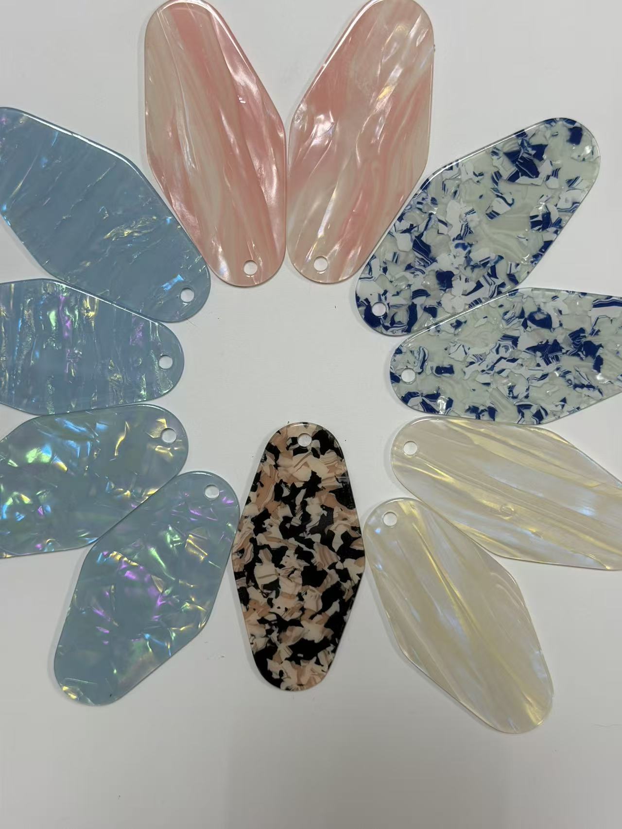 DIY Blank Acrylic Drop Earrings | Iridescent Pearl Confetti Shell Teardrop Earring Blanks For Jewelry Craft Wraps avaiavble