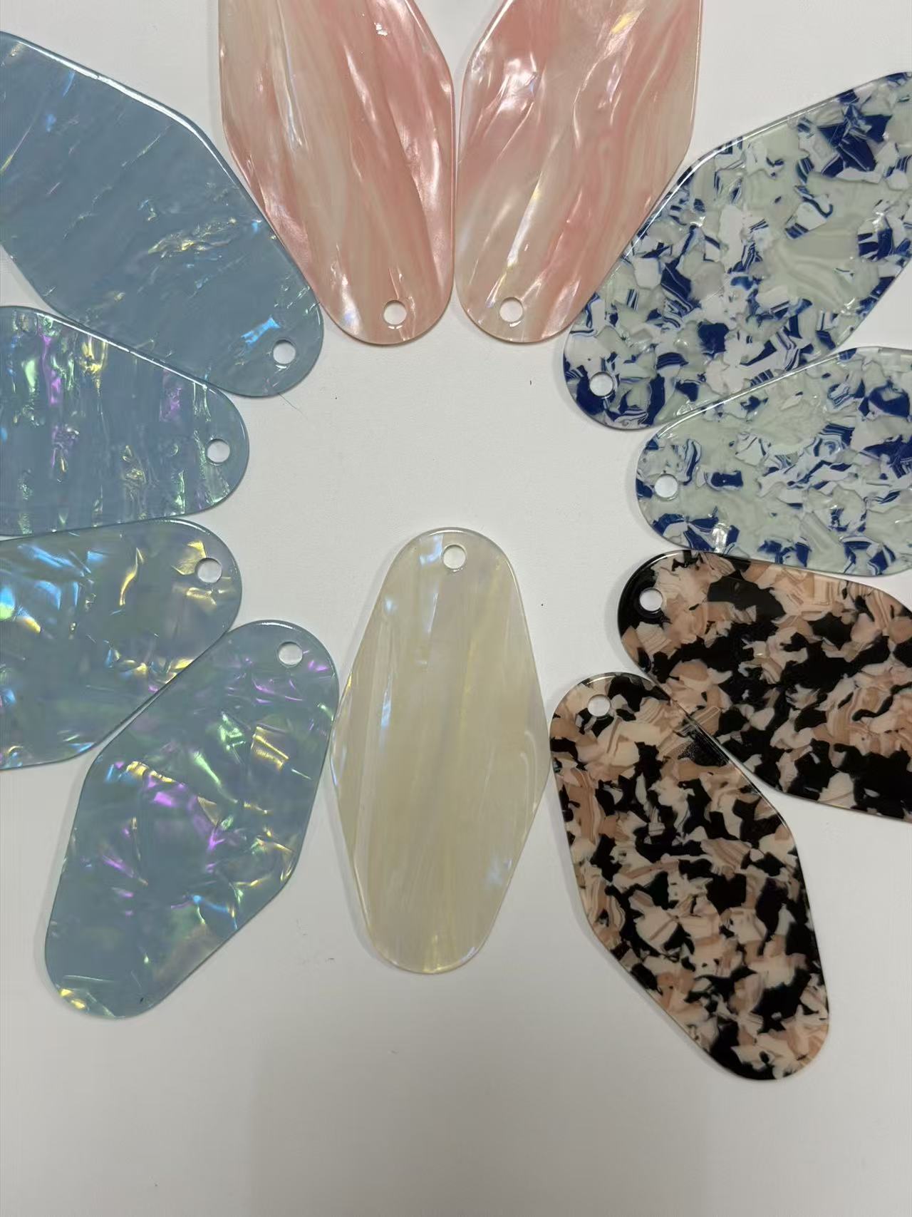 DIY Blank Acrylic Drop Earrings | Iridescent Pearl Confetti Shell Teardrop Earring Blanks For Jewelry Craft Wraps avaiavble