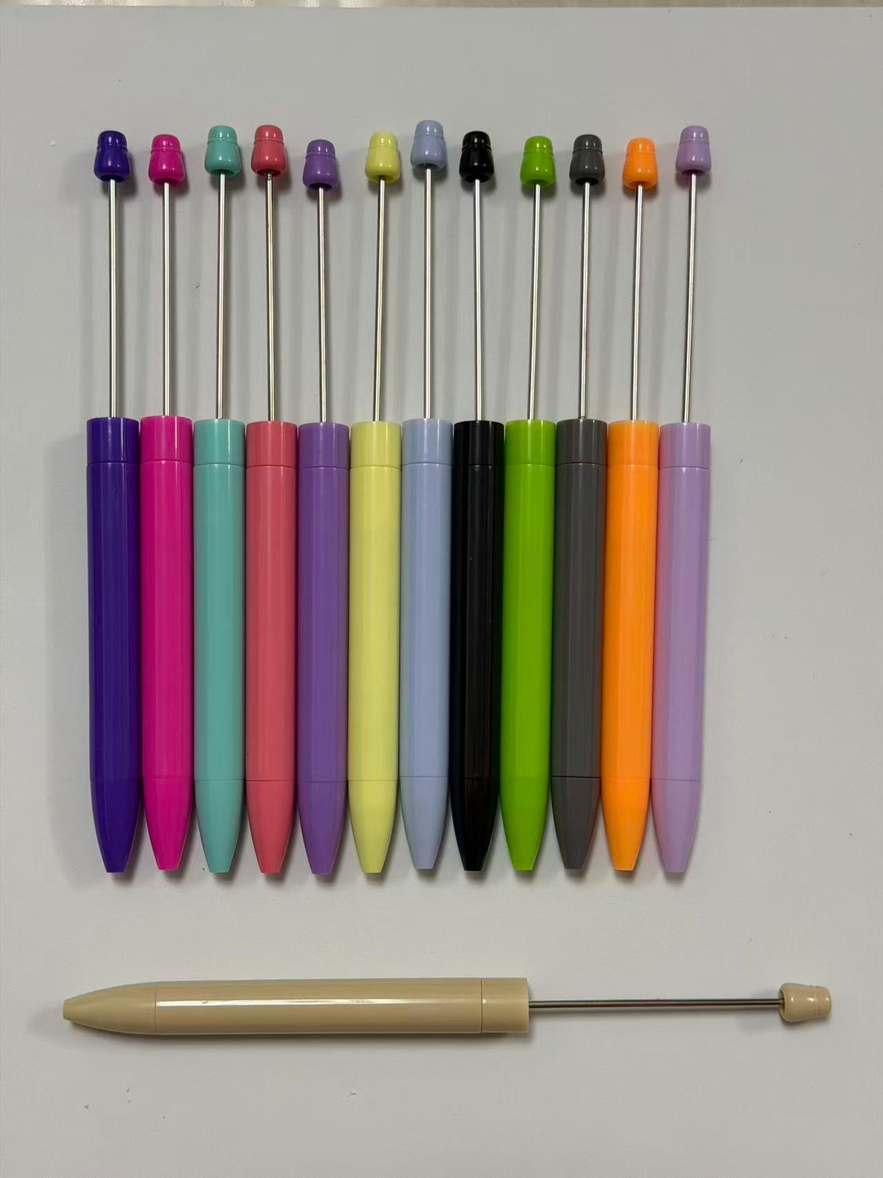 Wholesale Macaron Beadable Blank Pens, Reusable Metal DIY Bead Pen, Craft Making Supplies For Jewelry Creator