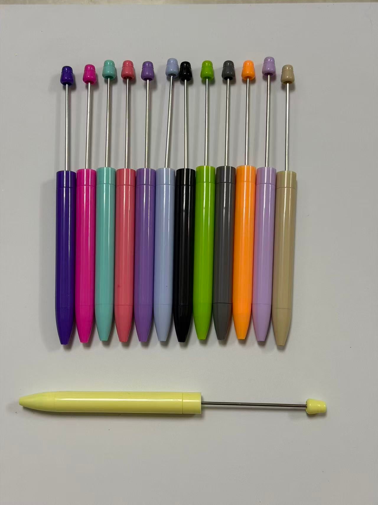 Wholesale Macaron Beadable Blank Pens, Reusable Metal DIY Bead Pen, Craft Making Supplies For Jewelry Creator
