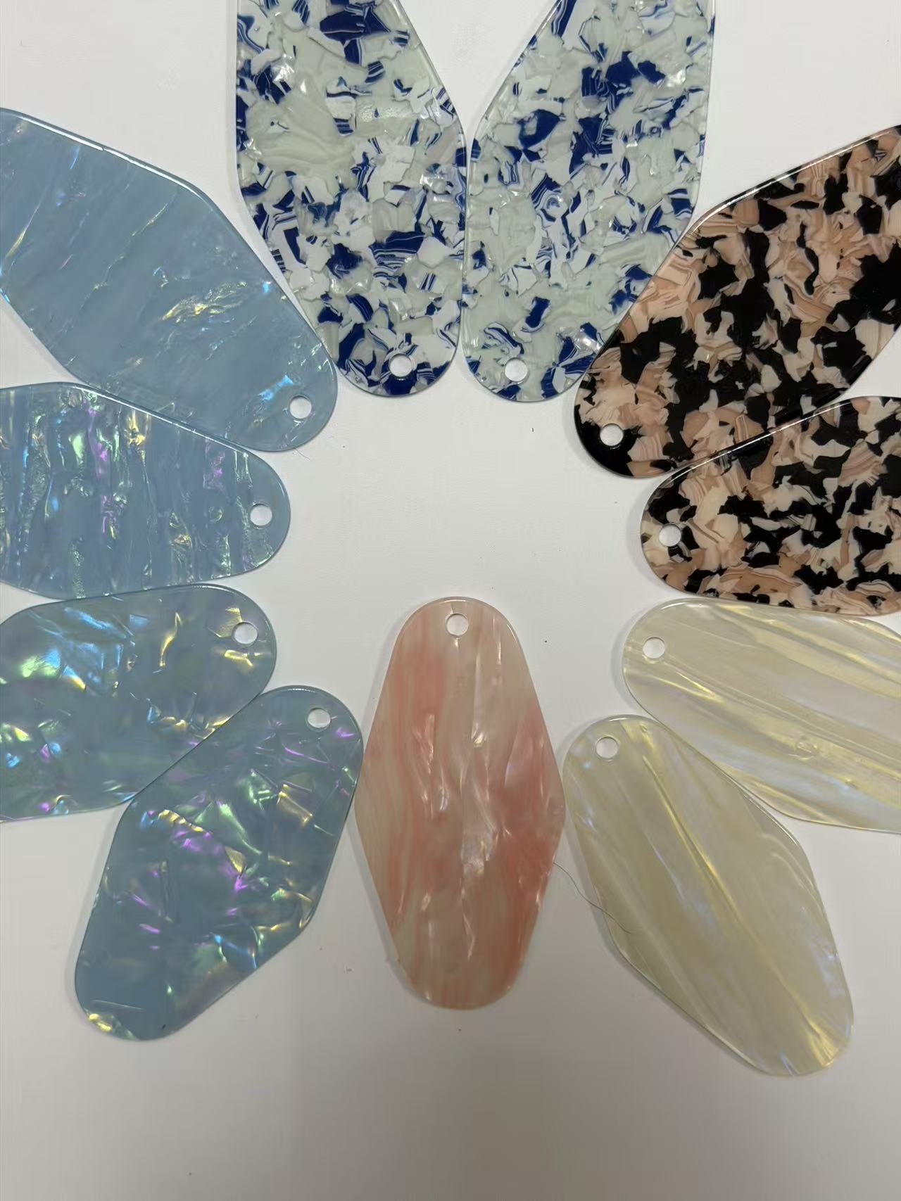 DIY Blank Acrylic Drop Earrings | Iridescent Pearl Confetti Shell Teardrop Earring Blanks For Jewelry Craft Wraps avaiavble