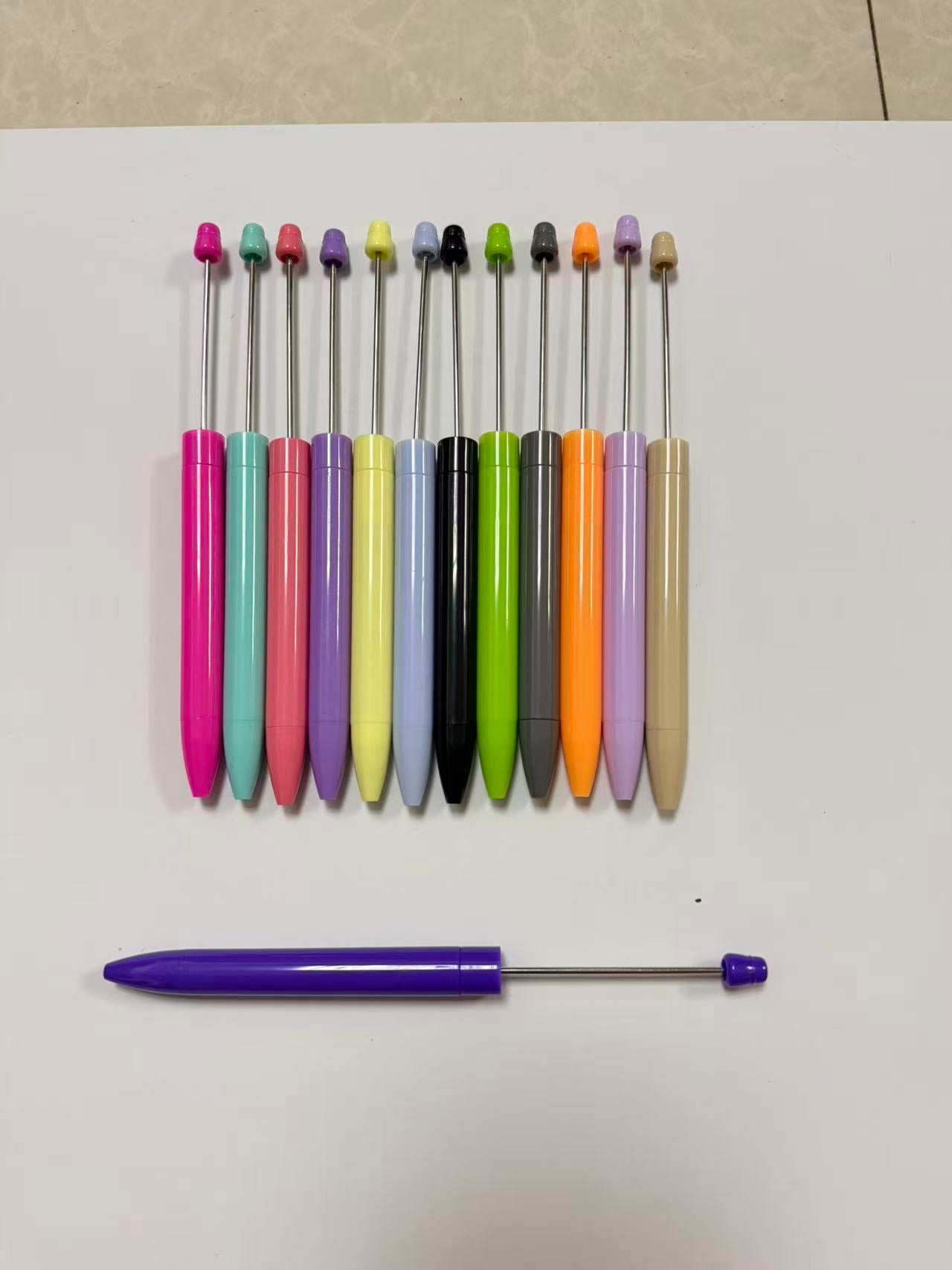 Wholesale Macaron Beadable Blank Pens, Reusable Metal DIY Bead Pen, Craft Making Supplies For Jewelry Creator