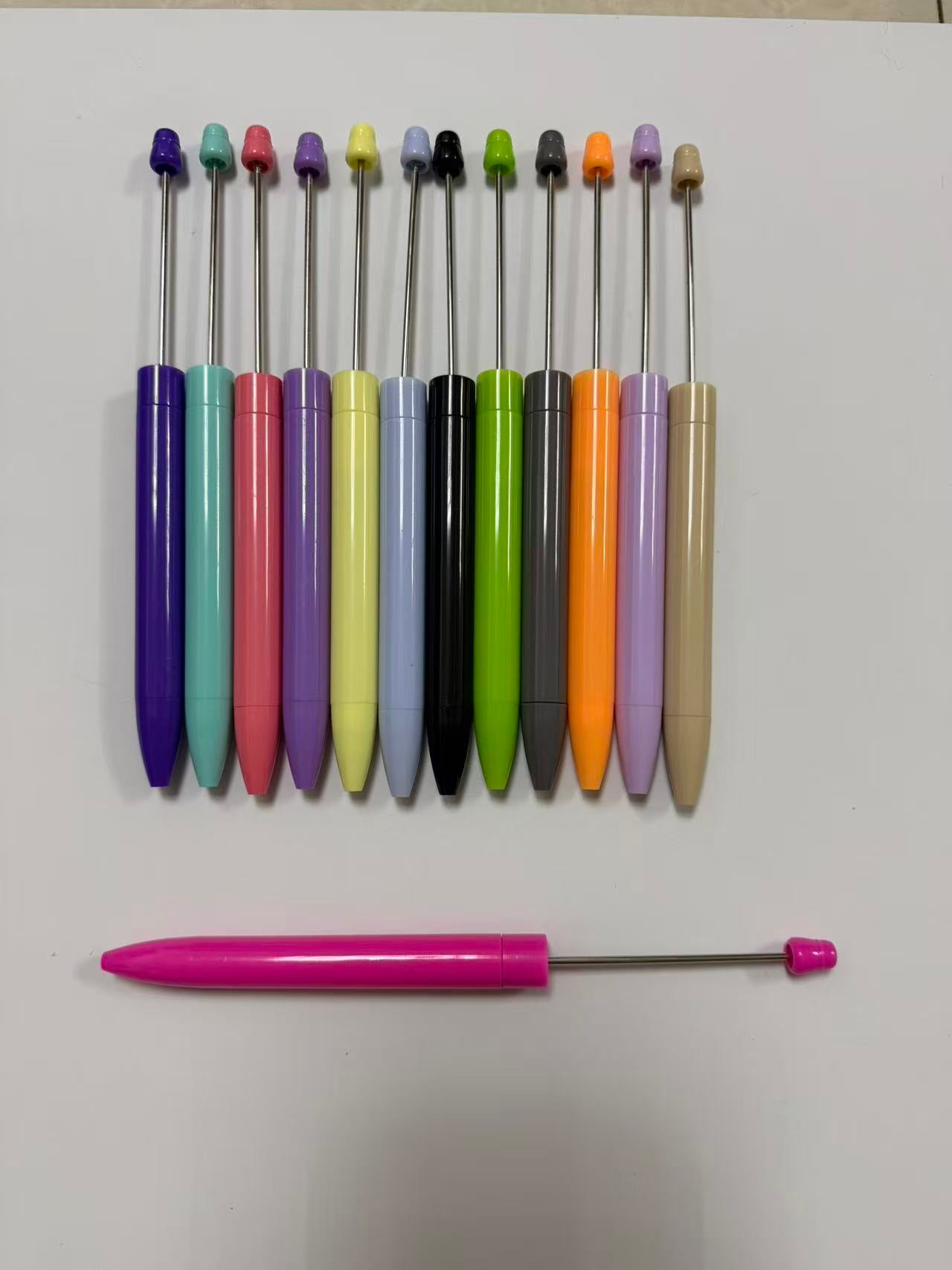 Wholesale Macaron Beadable Blank Pens, Reusable Metal DIY Bead Pen, Craft Making Supplies For Jewelry Creator