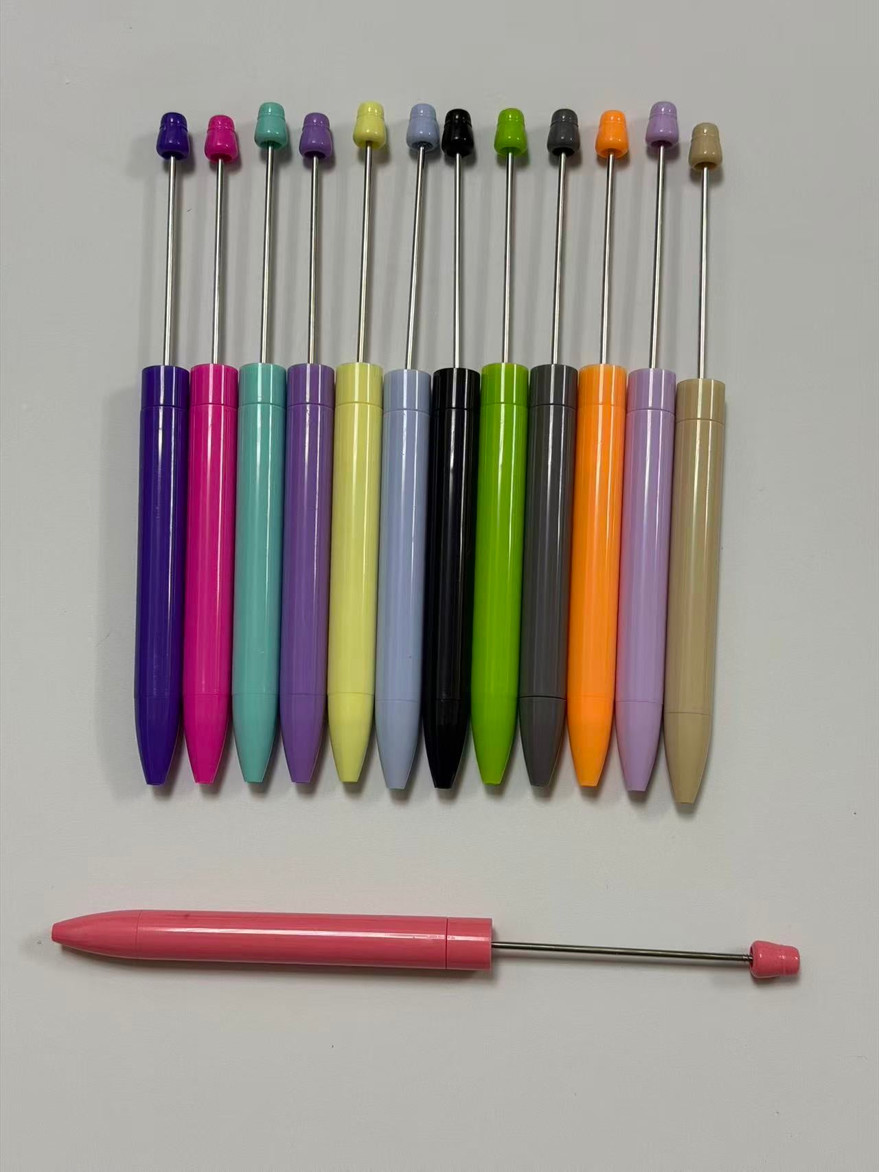 Wholesale Macaron Beadable Blank Pens, Reusable Metal DIY Bead Pen, Craft Making Supplies For Jewelry Creator