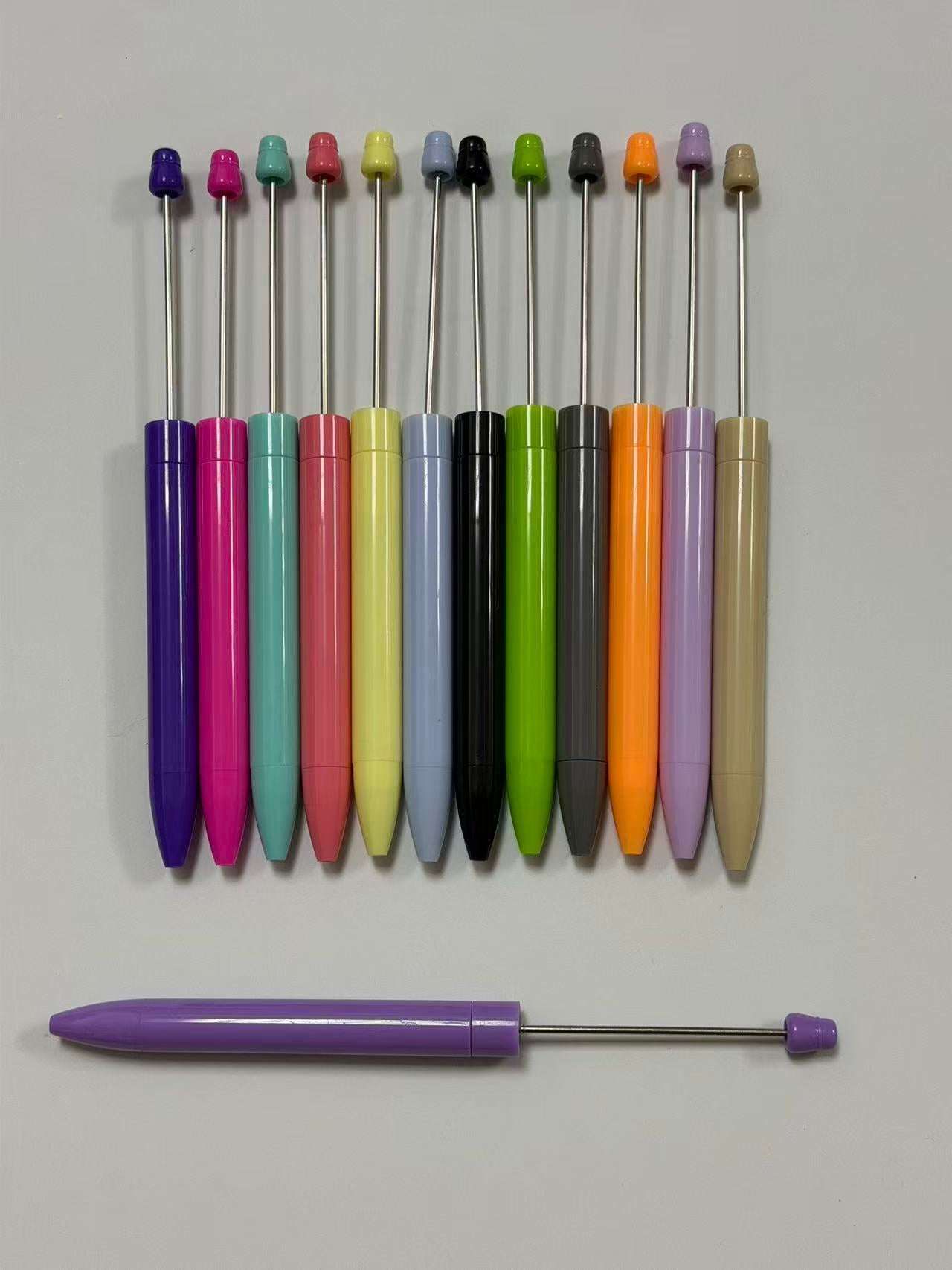 Wholesale Macaron Beadable Blank Pens, Reusable Metal DIY Bead Pen, Craft Making Supplies For Jewelry Creator