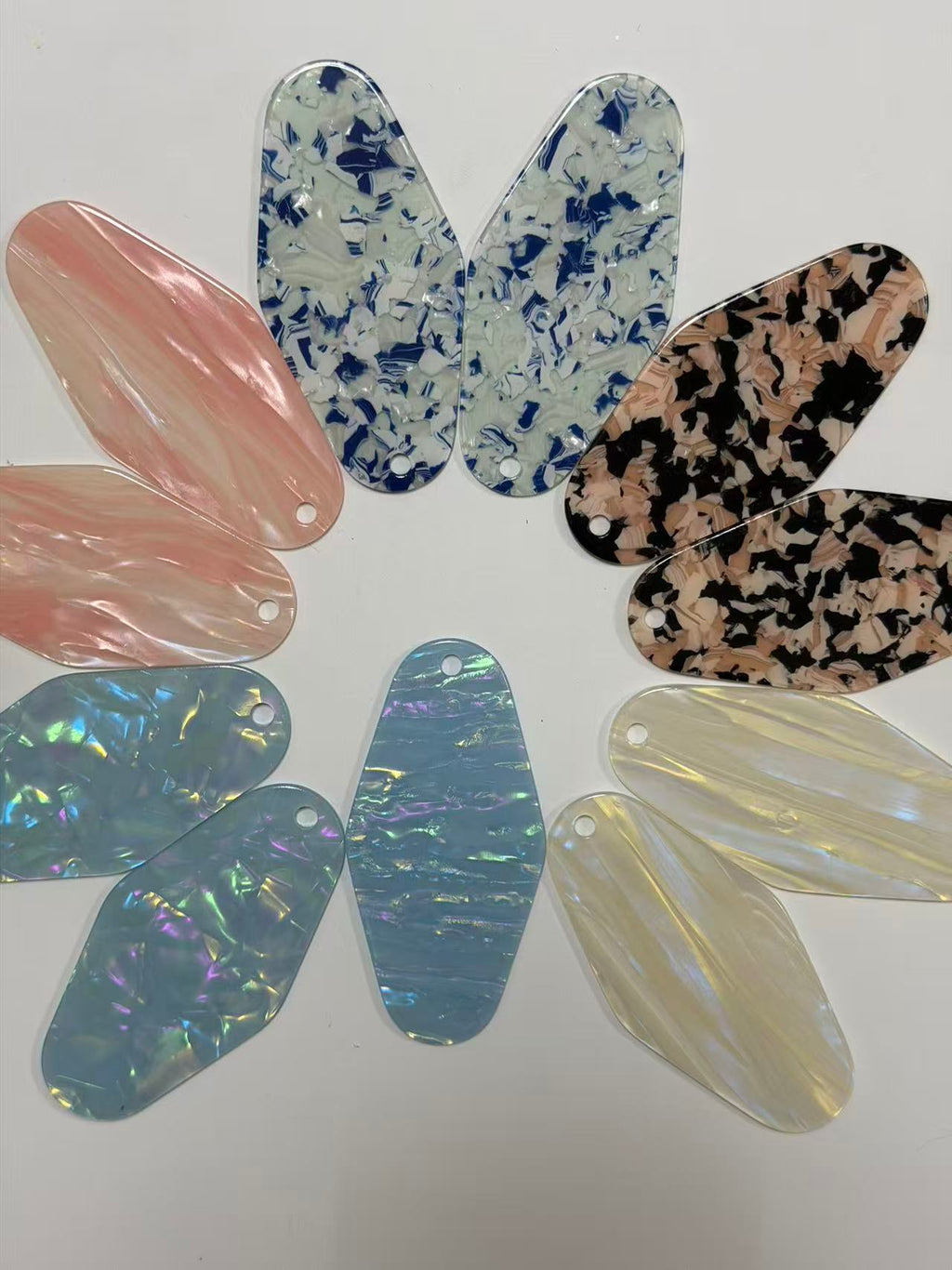 DIY Blank Acrylic Drop Earrings | Iridescent Pearl Confetti Shell Teardrop Earring Blanks For Jewelry Craft Wraps avaiavble