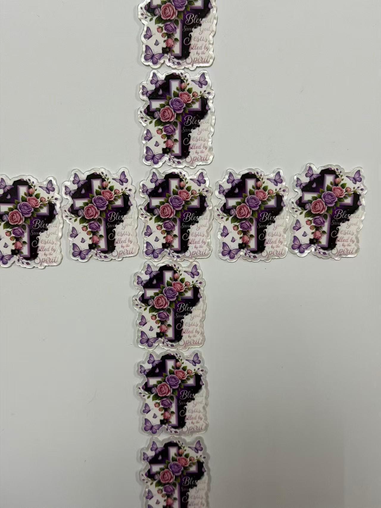 Religious Scripture Cross Rose Butterfly DIY Tumbler Lid Accessory