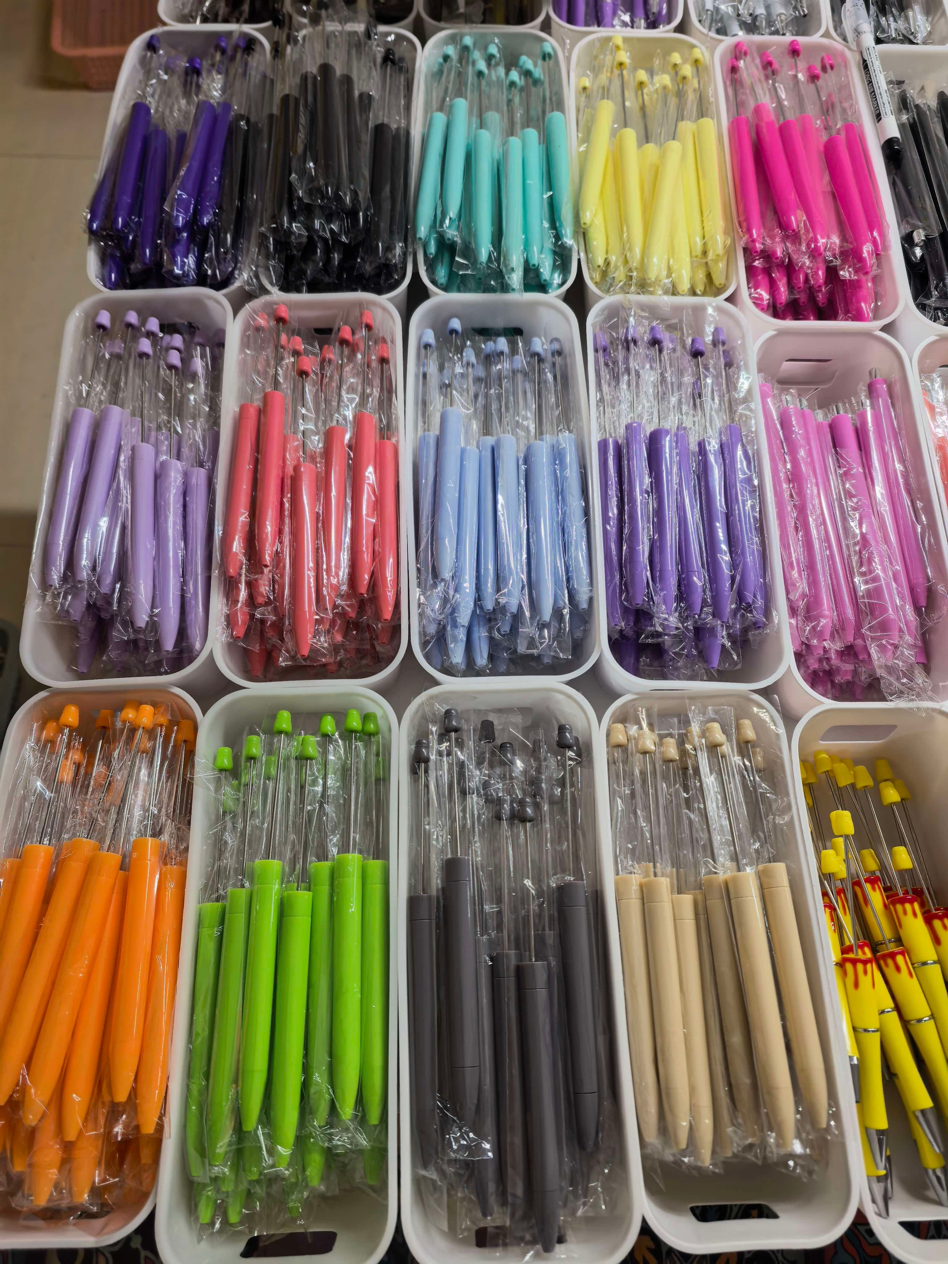Wholesale Macaron Beadable Blank Pens, Reusable Metal DIY Bead Pen, Craft Making Supplies For Jewelry Creator